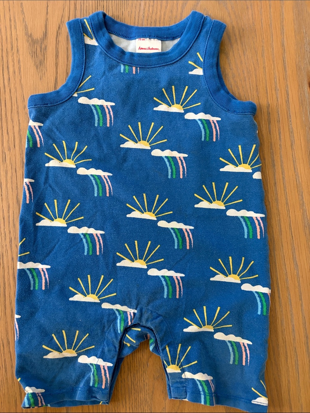 Hannah Anderson 12-18 Sunrise Rainbow Blue Baby Romper